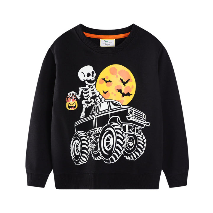 Jungen Sweatshirt mit gruseligem Skelett-Motiv Drune
