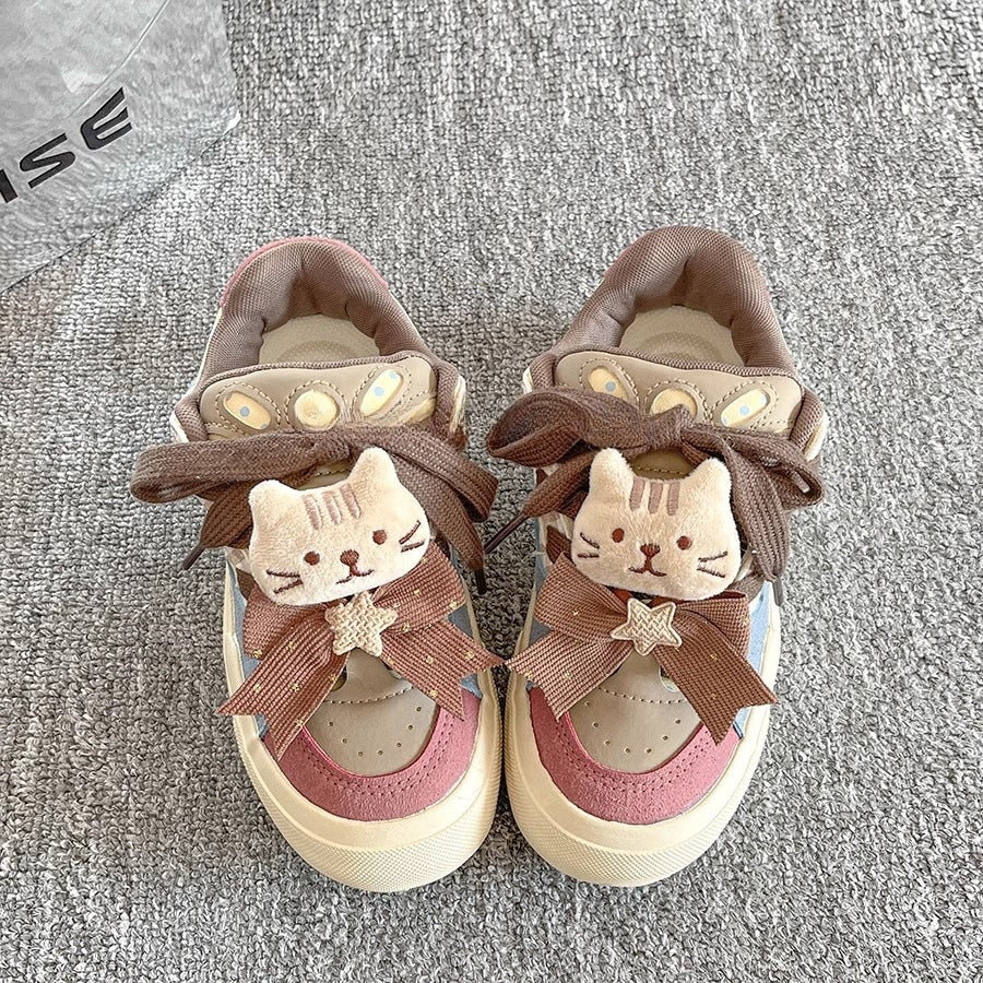 Damen Verspielte Sneakers mit Tiermotiven und dekorativen Schnürsenkeln Drune