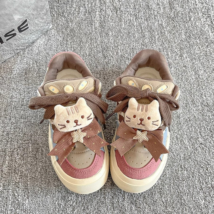 Damen Verspielte Sneakers mit Tiermotiven und dekorativen Schnürsenkeln Drune