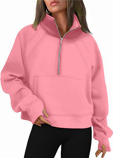 Damen Oversized Sweatshirt mit hohem Kragen Drune