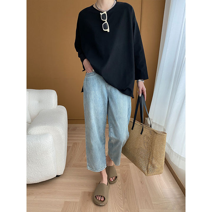 Damen lässiges Langarmshirt mit weitem Schnitt Drune