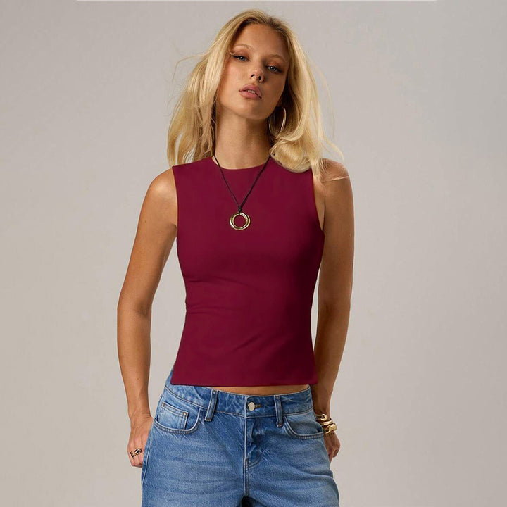 Damen figurbetontes Tanktop mit elegantem Ausschnitt und verstellbaren Trägern Drune