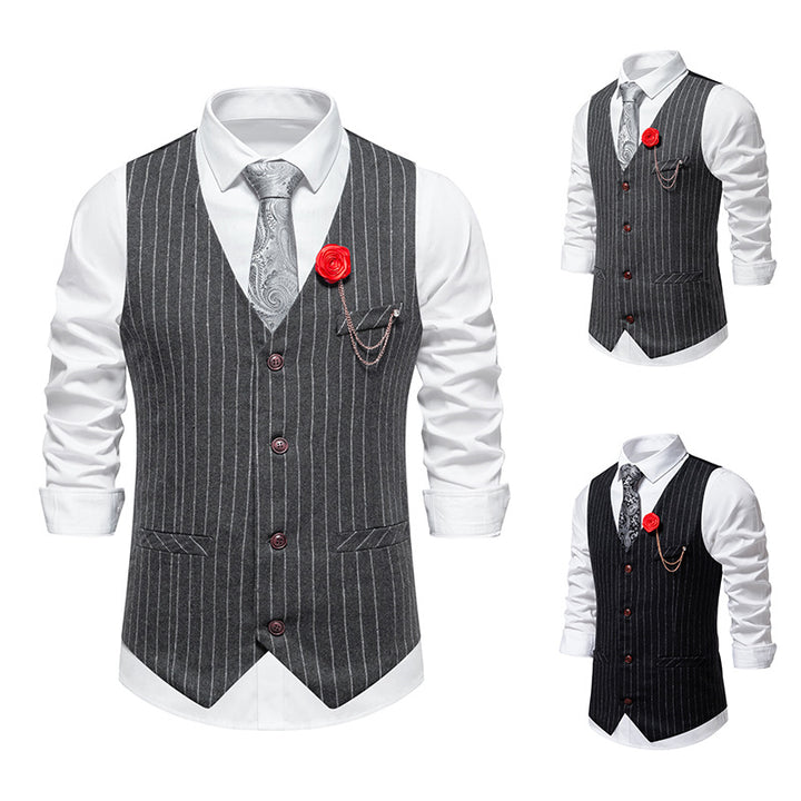 Herren elegante Weste mit schmalem Hahnentrittmuster und asymmetrischen Akzenten Drune