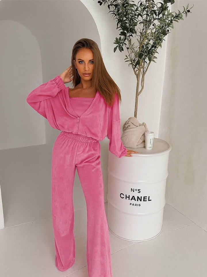 Damen weiches Lounge-Set mit weitem Schnitt und elegantem V-Ausschnitt Drune