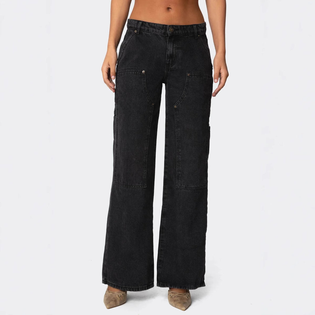 Damen weite Jeans mit praktischen Taschen Drune
