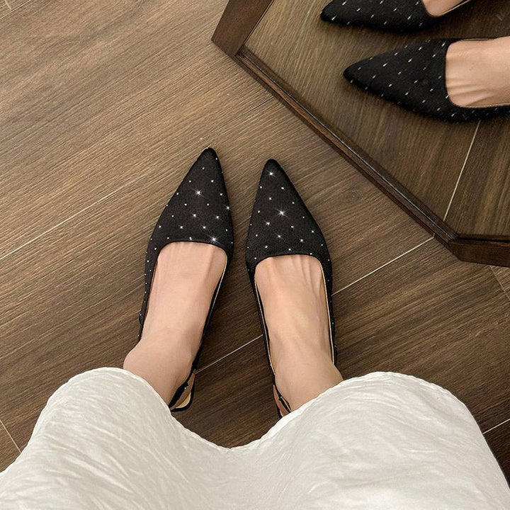 Damen glamouröse Slingback-Pumps mit feinen Glitzer-Applikationen und spitzem Design Drune