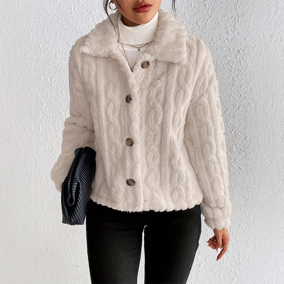 Damen Plüsch-Steppjacke mit hohem Kragen Drune