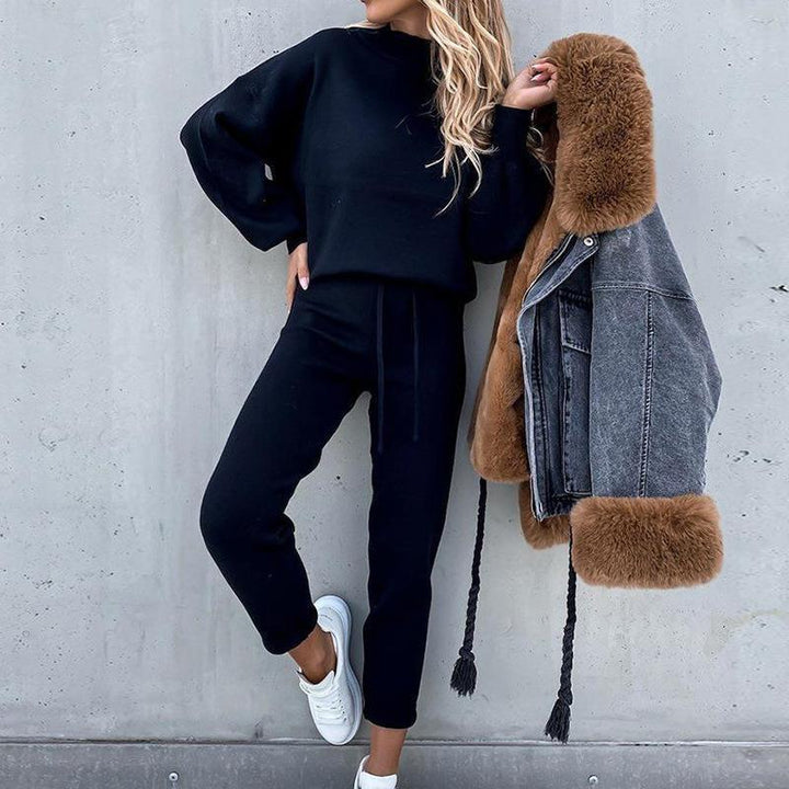 Damen Lässiges Hoodie-Set mit bequemen Jogginghosen Drune