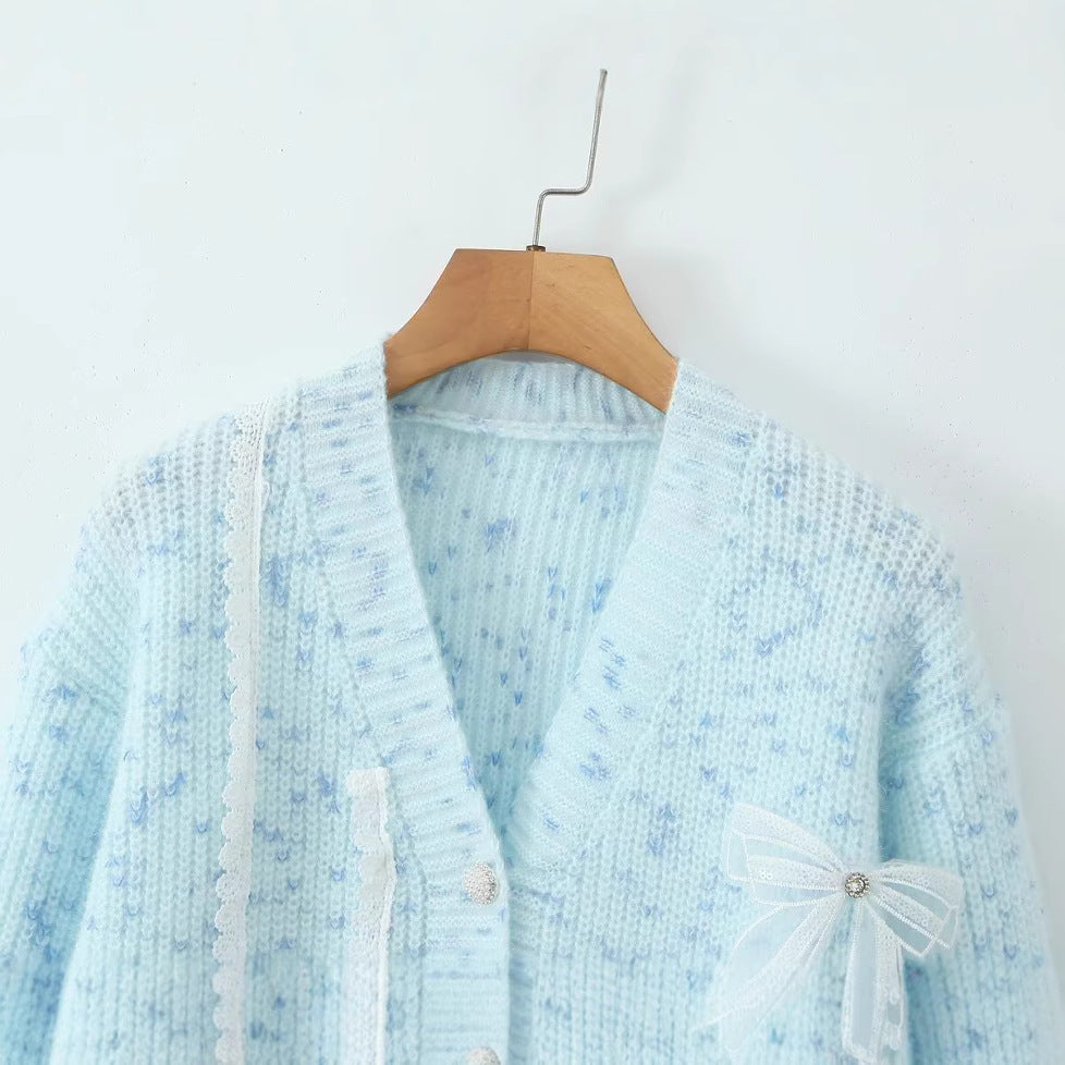 Damen Kuschelige Strickjacke mit zarten Schleifendetails Drune