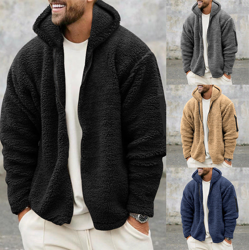 Herren Kuschelige Fleecejacke mit Kapuze und praktischen Reißverschlusstaschen Drune