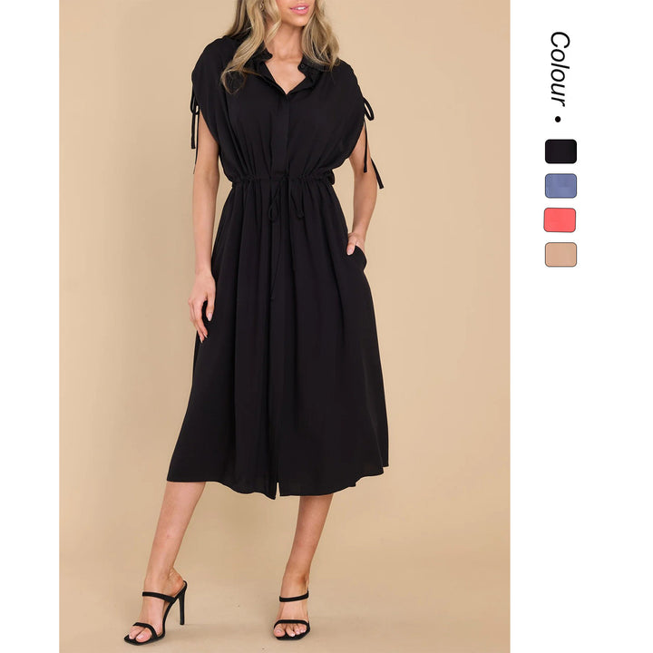 Damen Hemdblusenkleid mit elastischem Taillenband und luftiger Passform Drune