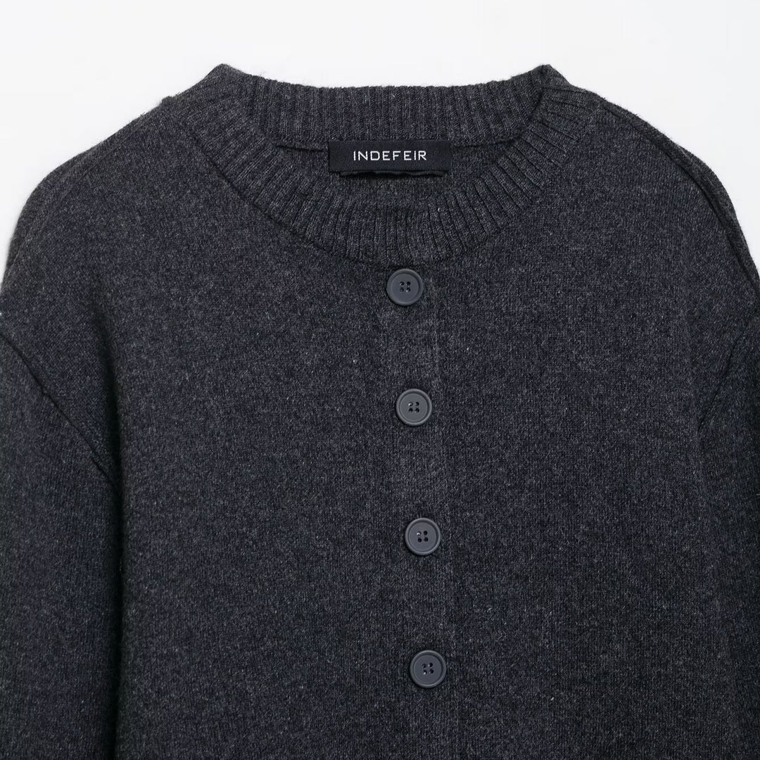 Damen kuschelige Strickjacke mit eleganten Kontrastärmeln Drune