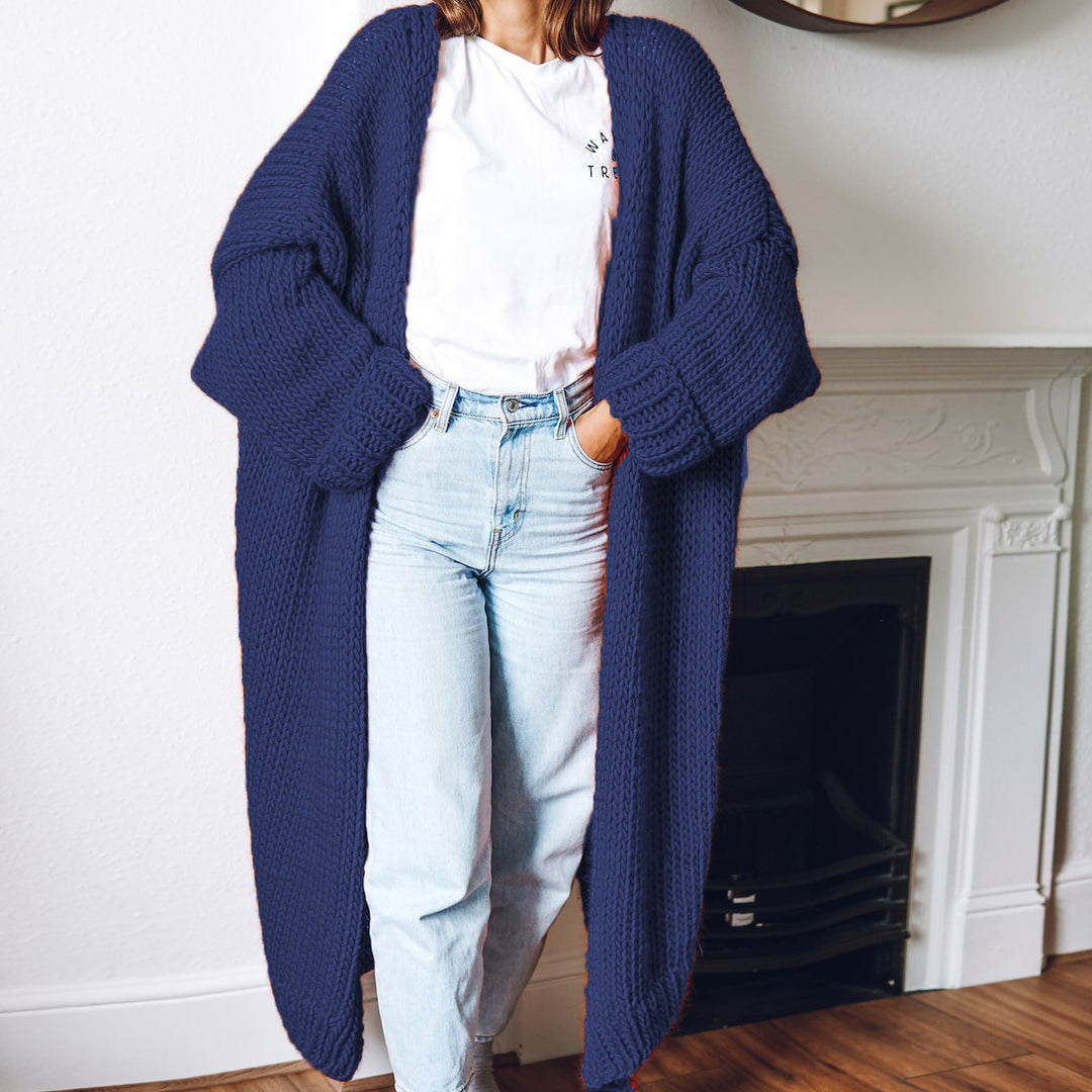 Damen Großer Strickmantel mit tiefen Taschen und voluminösen Ärmeln Drune