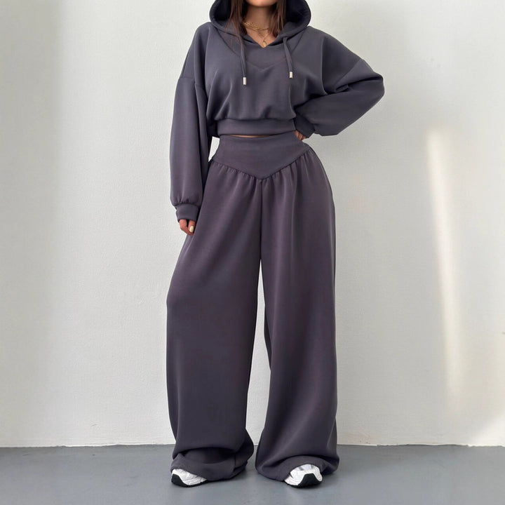 Damen lässiges Zweiteiler-Set mit Hoodie und weitem Schnitt Drune