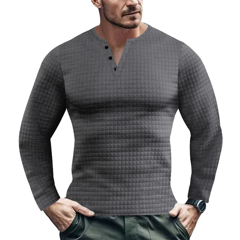 Herren Langarmshirt mit strukturiertem Design und modischem Knopfverschluss Drune