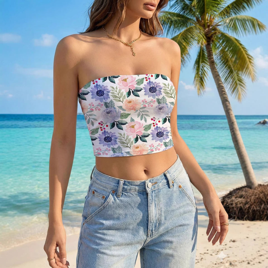 Damen Bandeau-Top mit lebhaftem Blumendesign Drune