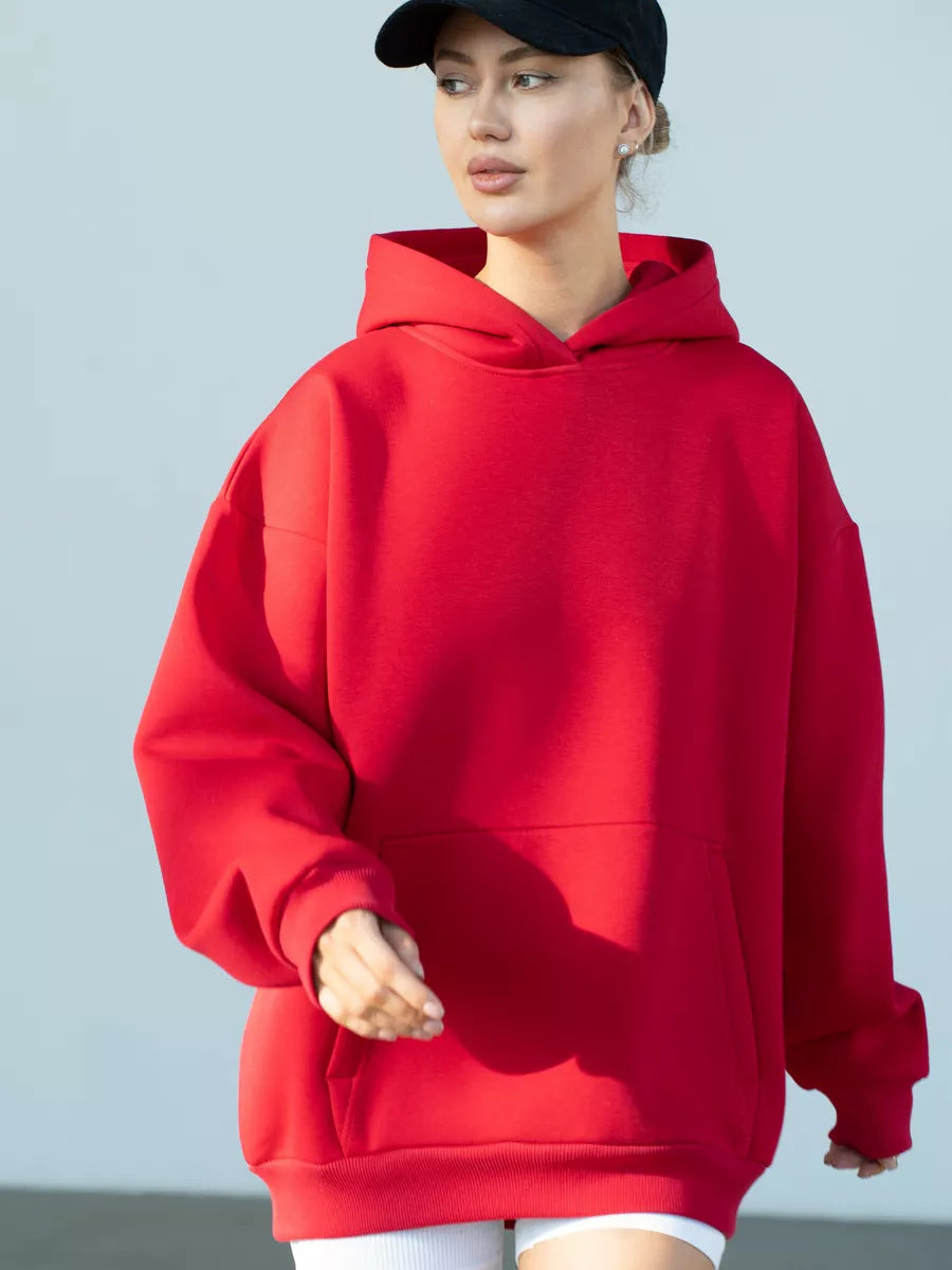 Damen nan oversized Kapuzenpullover mit Kängurutasche und dropped-shoulder Schnitt Drune