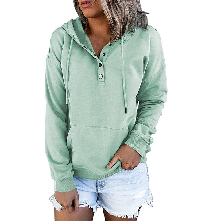 Damen Kapuzenpullover mit Knopfdetails und weichem Fleece-Material Drune
