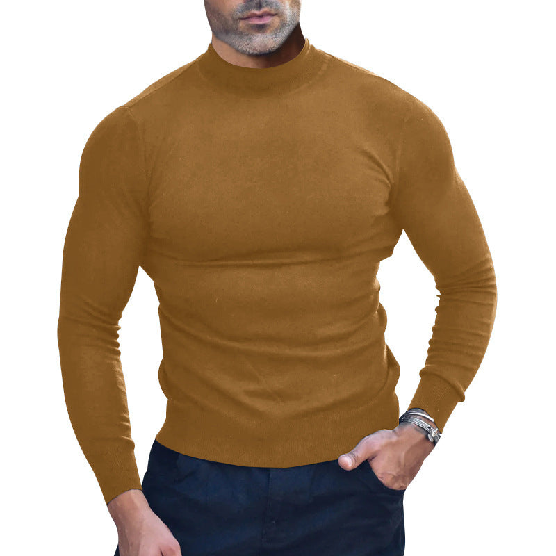 Herren nan körperbetonter Feinstrickpullover mit engem Rundhalsausschnitt Drune