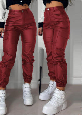 Damen modische Cargo-Hose mit elastischem Bund und Eingrifftaschen Drune
