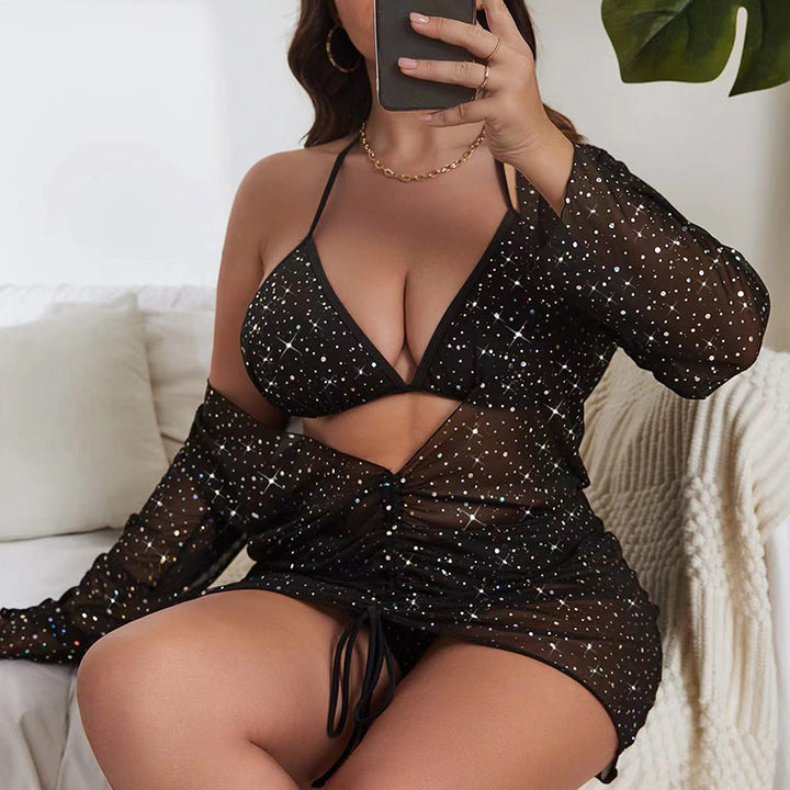 Damen Strandkleid mit gebundenem Ausschnitt und transparentem Design Drune