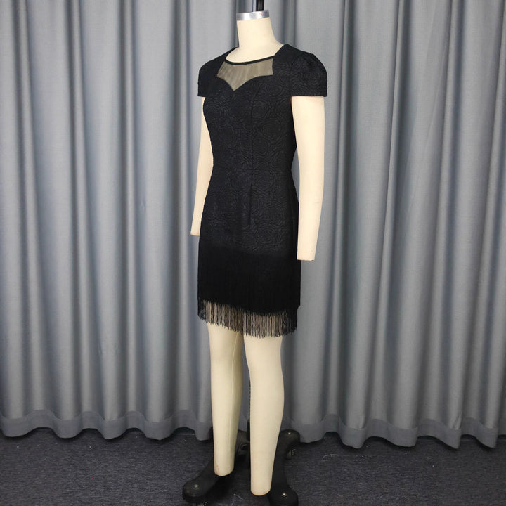 Damen Kleid mit elegantem Fransen-Saum und floralem Muster Drune