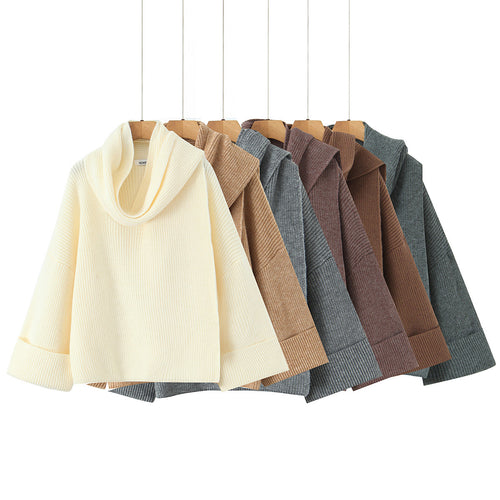 Damen Grobstrickpullover mit schickem Cowl-Neck Drune