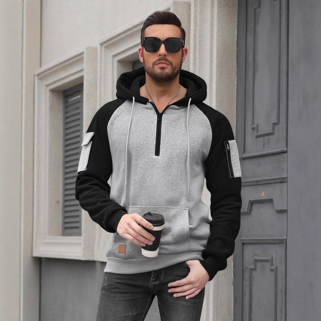 Herren Modischer Kapuzenpullover mit praktischen Reißverschluss-Details und sportlichem Schnitt Drune