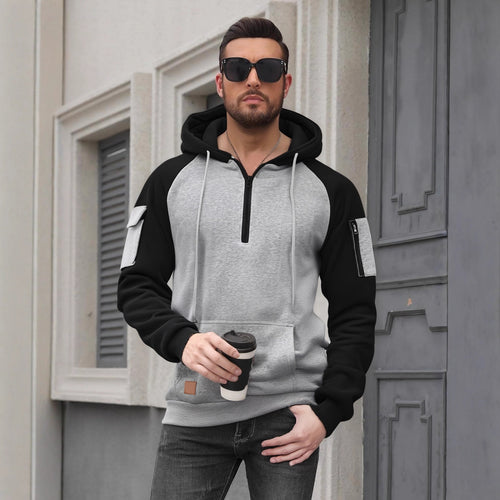 Herren Modischer Kapuzenpullover mit praktischen Reißverschluss-Details und sportlichem Schnitt Drune