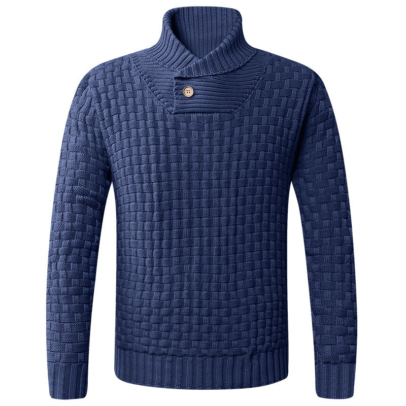 Herren Strickpullover mit modernem Zopfmuster und Stehkragen Drune