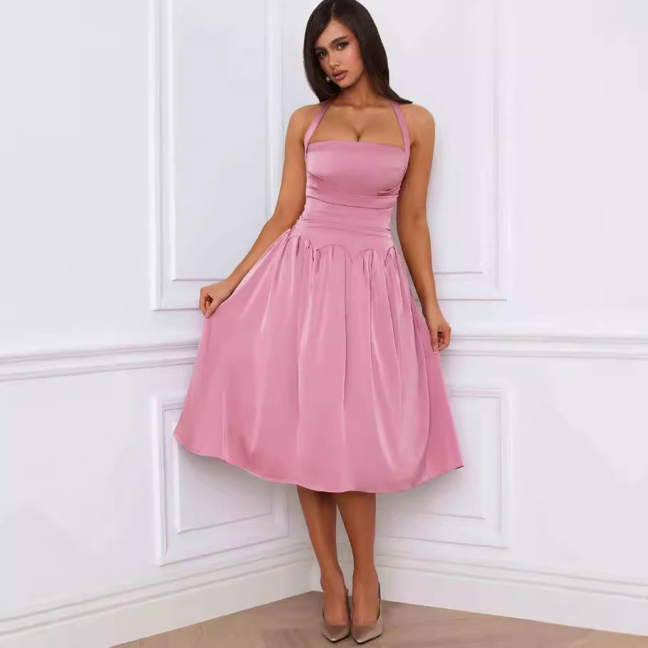 Damen Cocktailkleid mit schickem schulterfreiem Design und elegantem Volantabschluss Drune