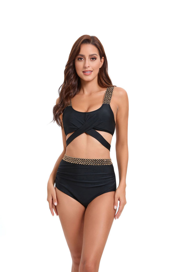 Damen Sportliches Bikini-Set mit raffiniertem Wickeldesign und verstellbaren Trägern Drune