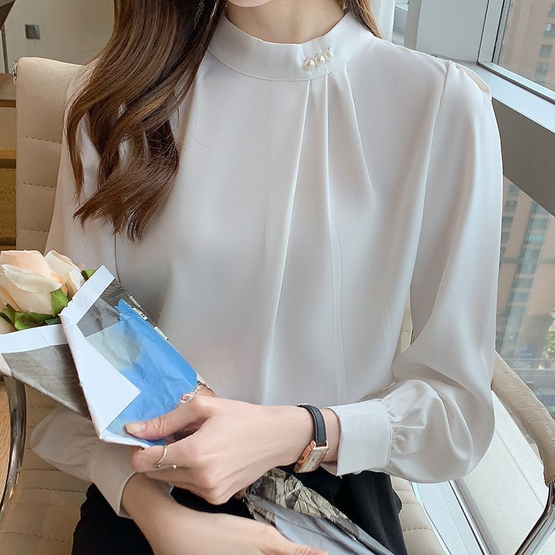 Damen elegante Bluse mit Rüschendetails und schickem Kragen Drune