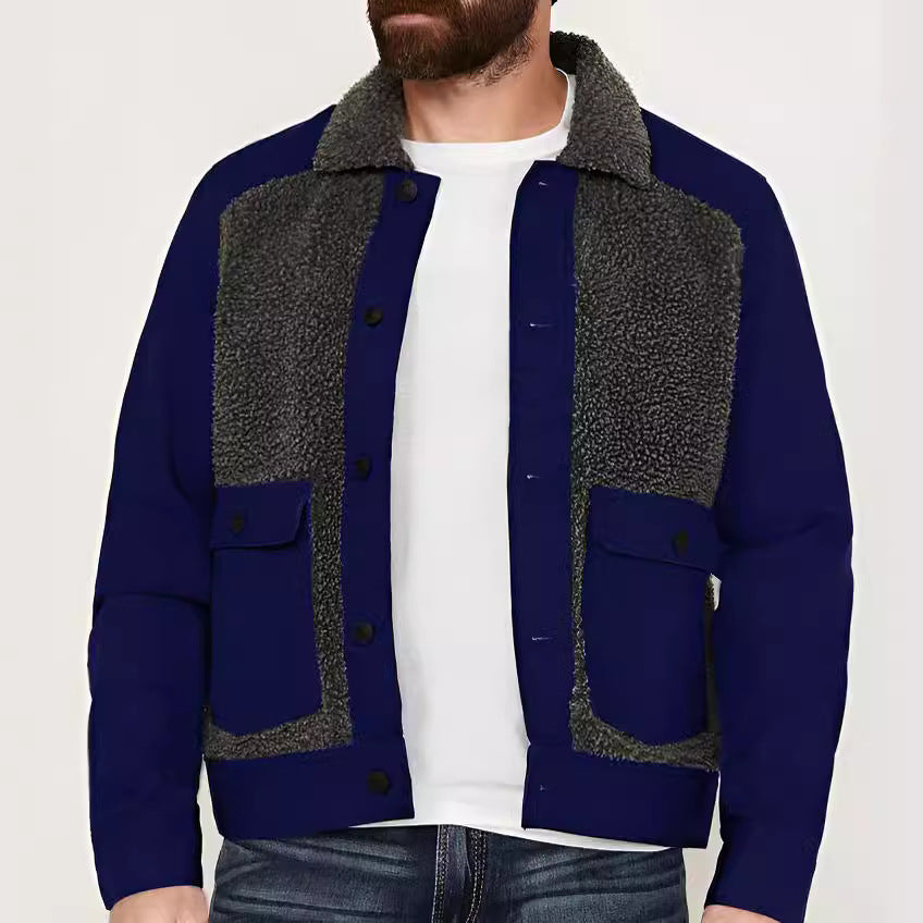 Herren lässige Jacke mit kontrastierendem Fleece-Einsatz Drune