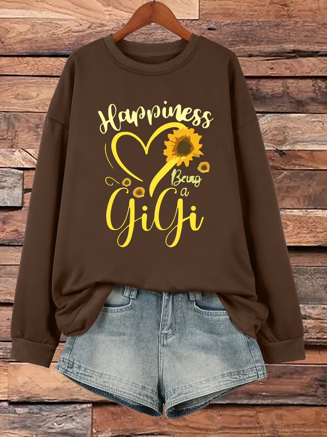Damen Sweatshirt mit voluminösen Ärmeln und fröhlichem Motiv Drune