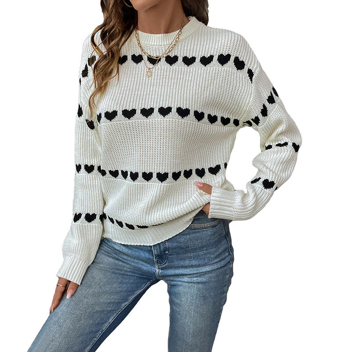 Damen Strickpullover mit Herzmotiv und lässigem Schnitt Drune