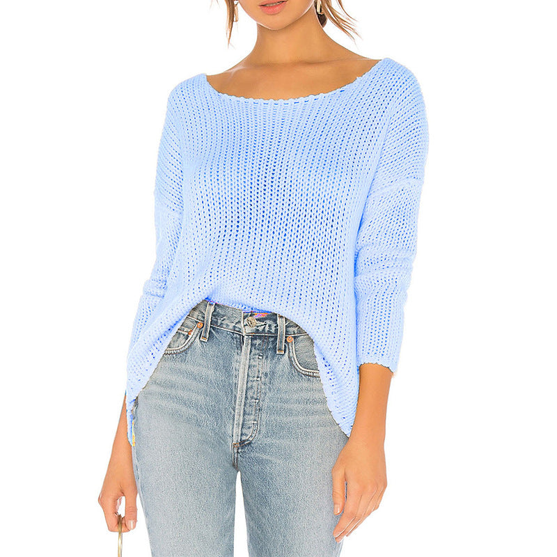 Damen luftiger Strickpullover mit weitem Schnitt und modernen Details Drune