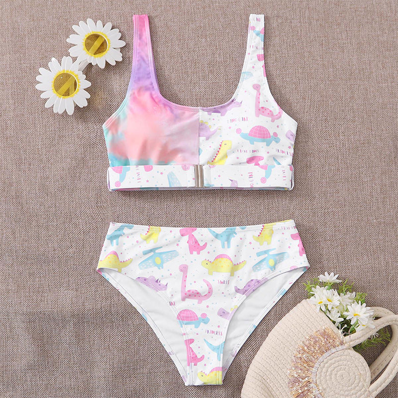 Damen Bunte Dinosaurier-Print Bikini-Set Drune