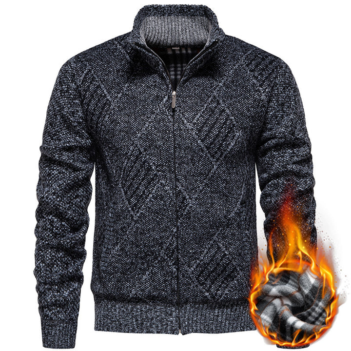 Herren modischer Strickjacke mit Stehkragen und einzigartigem Zopfdesign Drune