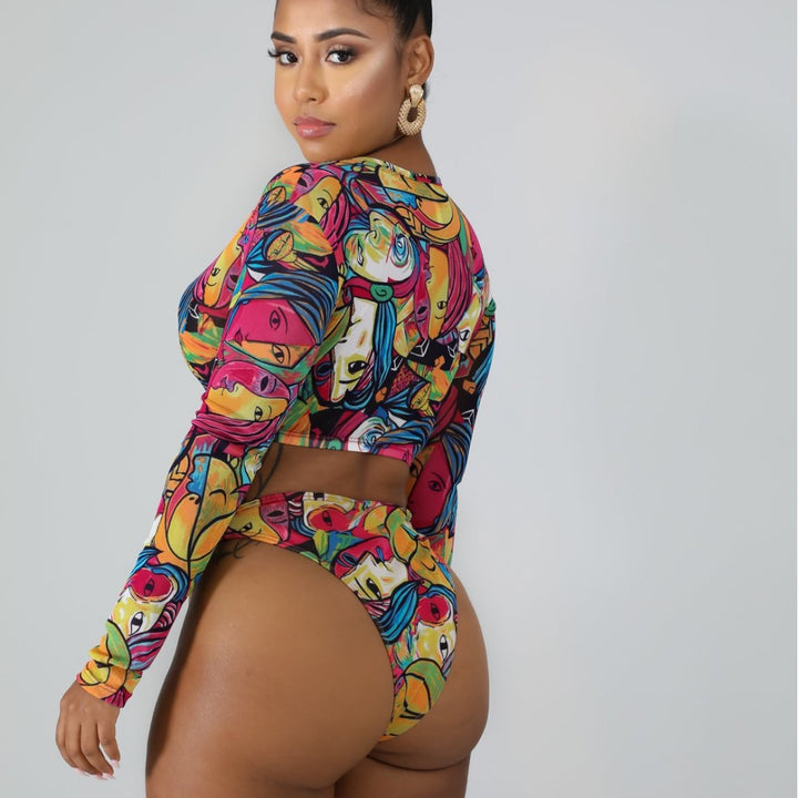 Damen Surf-Bikini-Set mit langärmeligem Oberteil und modischem Reißverschluss Drune