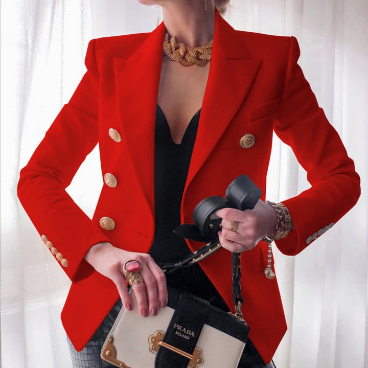 Damen eleganter Blazer mit doppelter Knopfleiste und modischen Details Drune