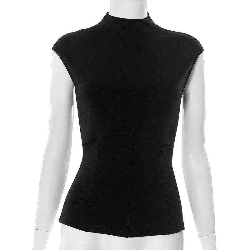 Damen Figurumspielendes Top mit elegantem High-Neck und schmalem Schnitt Drune