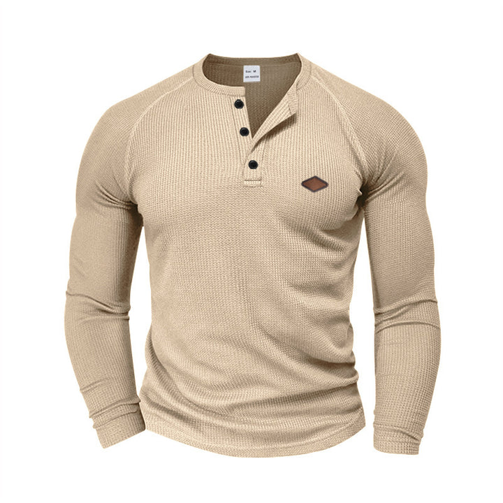 Herren Langarm Hemd mit strukturiertem Gewebe und modischen Knopfdetails Drune