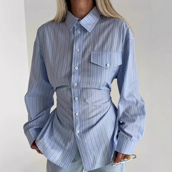 Damen Elegante Oversized Bluse mit Knopfdetails und lässigen Ärmeln Drune