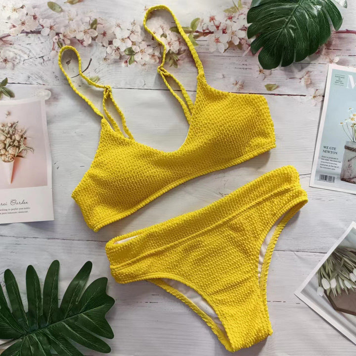 Damen Triangel-Bikini mit elastischem Wellenmuster und komfortablem Schnitt Drune