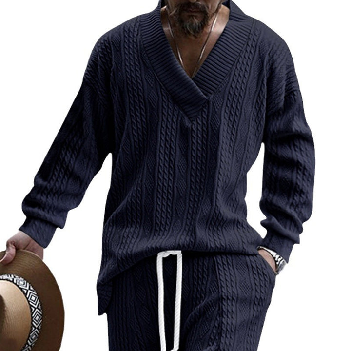 Herren lässiger Strickpullover mit V-Ausschnitt und strukturiertem Design Drune