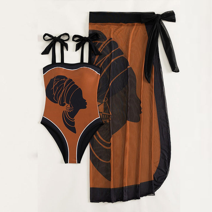 Damen Badeanzug mit luftiger Wickelrock Drune