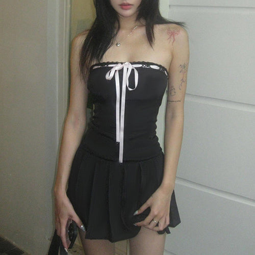 Damen Trägerkleid mit elegantem Spitzendetail und schwingendem Rock Drune