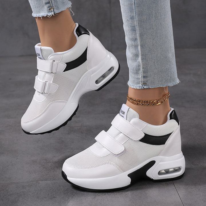 Damen nan sportliche Plateausneaker mit Klettverschluss und sichtbarer Luftpolstersohle aus atmungsaktivem Mesh Drune