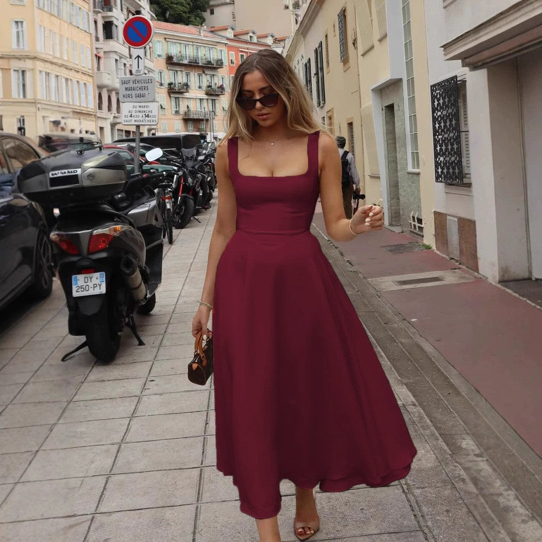 Maxikleid A-Linie mit quadratischem Ausschnitt